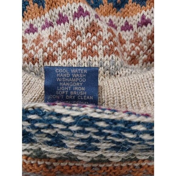 Kessler womensXXL large PERUVIAN ALPACA wool cottagecore sweater button rust tan - Picture 8 of 8